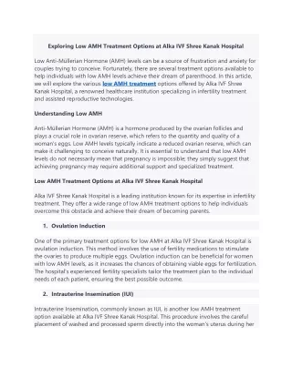 Low AMH Treatment