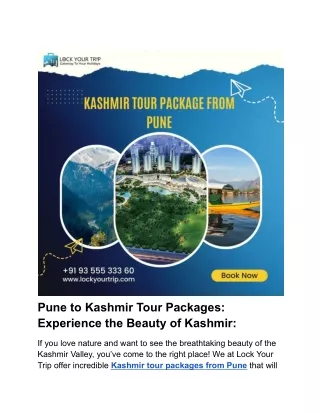 Pune to Kashmir Tour Packages_ Experience the Beauty of Kashmir_