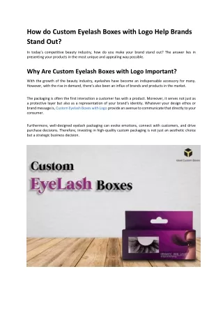 How do Custom Eyelash Boxes with Logo Help Brands Stand Out