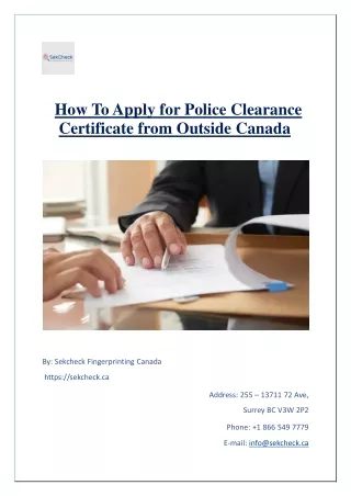 How To Apply for Police Clearance Certificate from Outside Canada