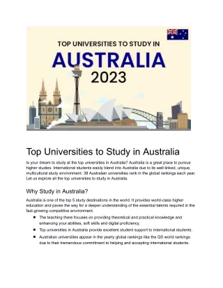 Best Universities in Australia