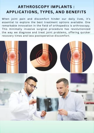 ARTHROSCOPY IMPLANTS  APPLICATIONS, TYPES, AND BENEFITS