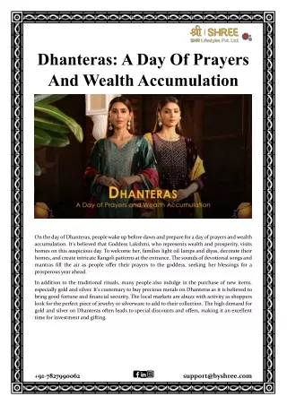 Dhanteras: A Day Of Prayers And Wealth Accumulation