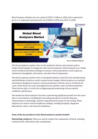 Blood Analyzers Market size was valued at USD 9