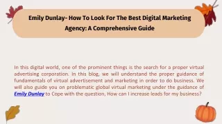 Emily Dunlay- How To Look For The Best Digital Marketing Agency A Comprehensive Guide