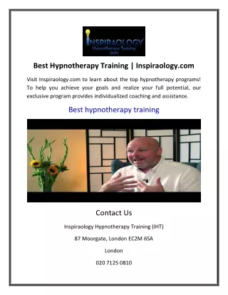 Best Hypnotherapy Training | Inspiraology.com