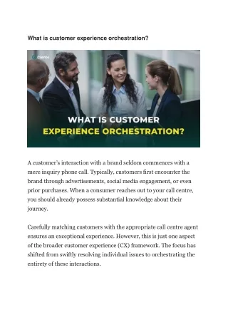 What is customer experience orchestration