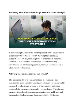 Achieving Sales Excellence through Personalization Strategies