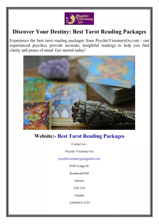 Discover Your Destiny Best Tarot Reading Packages