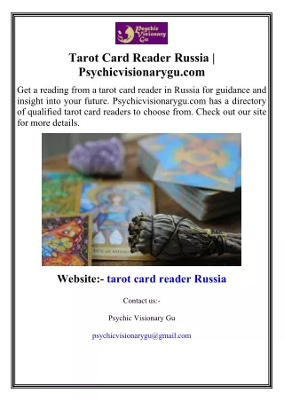 Tarot Card Reader Russia  Psychicvisionarygu.com