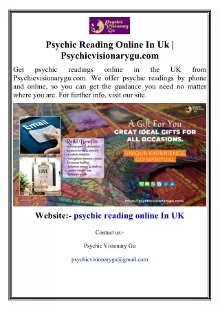 Psychic Reading Online In Uk  Psychicvisionarygu.com