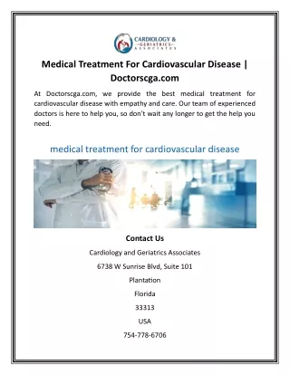 Medical Treatment For Cardiovascular Disease  Doctorscga