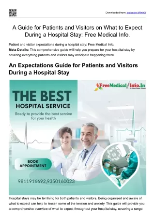 A Guide for Patients and Visitors on What to Expect During a Hospital Stay