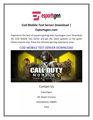 Cod Mobile Test Server Download | Esportsgen.com