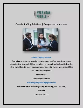 Canada Staffing Solutions | Everydayrecruiters.com