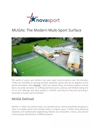 MUGAs The Modern Multi-Sport Surface - Nova Sport Ltd.