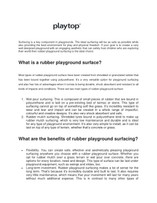 Why you should choose a rubber playground surface - Playtop Ltd UK