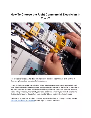 How To Choose the Right Commercial Electrician in Town?