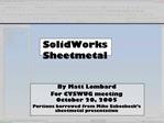 SolidWorks Sheetmetal