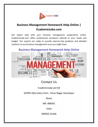 Business Management Homework Help Online | Ecademictube.com