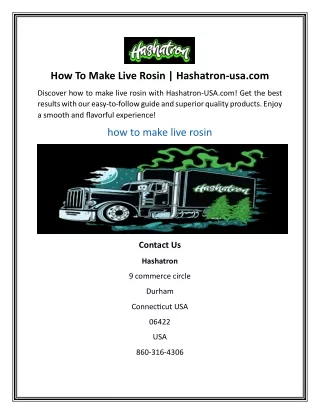 How To Make Live Rosin  Hashatron-usa