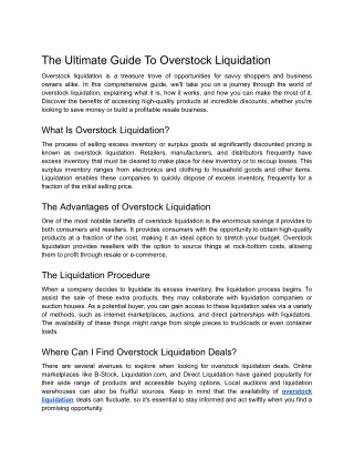 The Ultimate Guide to Overstock Liquidation