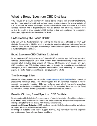 What Is Broad Spectrum Cbd Distillate