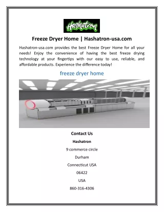 Freeze Dryer Home  Hashatron-usa