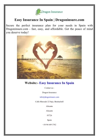 Easy Insurance In Spain Dragoninsure.com