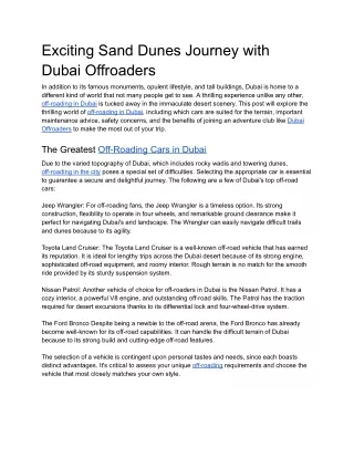 Exciting Sand Dunes Journey with Dubai Offroaders