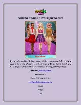 Fashion Games  Dressupwho