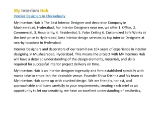Interior Designers in Chikkadpally