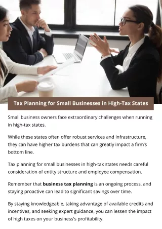 Tax Planning for Small Businesses in High-Tax States