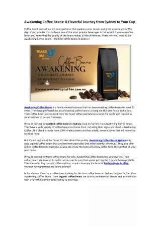 Awakening Coffee Beans A Flavorful Journey from Sydney to Your Cup