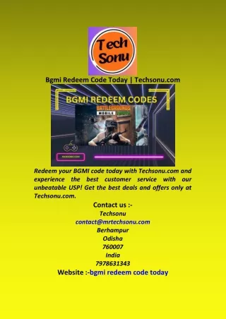 Bgmi Redeem Code Today  Techsonu com