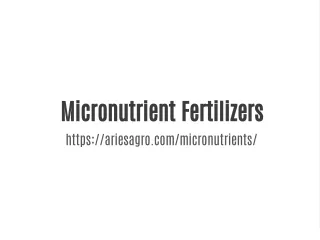 Where to buy Micronutrient Fertilizers?