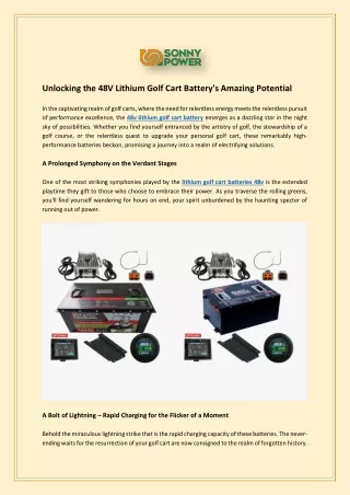 Unlocking the 48V Lithium Golf Cart Battery's Amazing Potential