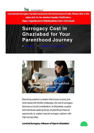 Surrogacy Cost in Ghaziabad for Your Parenthood Journey
