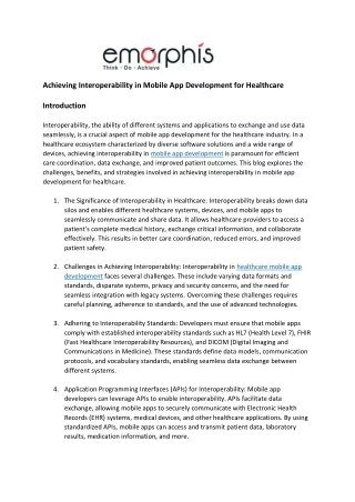 Interoperability in Mobile App Development