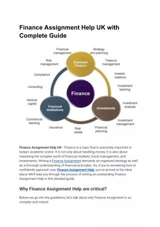 Finance Assignment Help UK with Complete Guide