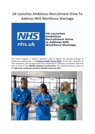 Uk Launches Ambitious Recruitment Drive To Address NHS Workforce Shortage