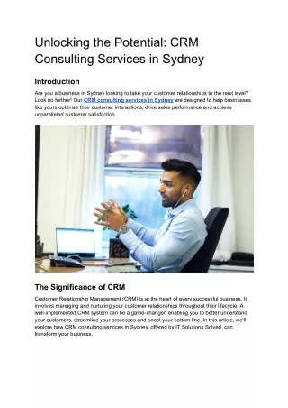Unlocking the Potential_ CRM Consulting Services in Sydney