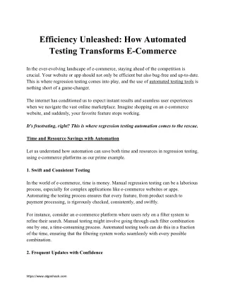 Efficiency Unleashed - How Automated Testing Transforms E-Commerce