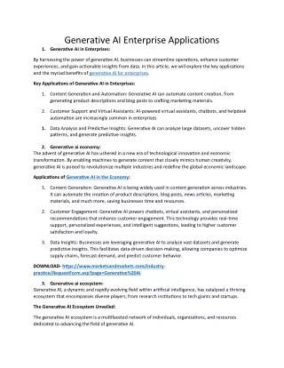 Generative AI Enterprise Applications PDF