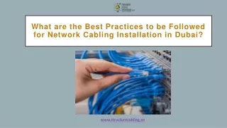 What are the Best Practices to be Followed for Network Cabling Installation in Dubai