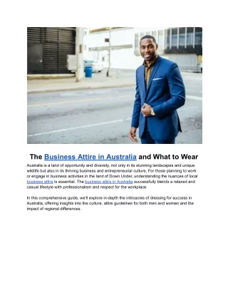 Nov. 08, 2023 - The Business Attire in Australia and What to Wear