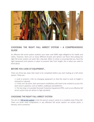 Choosing the Right Fall Arrest System - A Comprehensive Guide - Trans-Web Ltd.