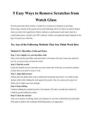 5 Easy Ways to Remove Scratches from Watch Glass