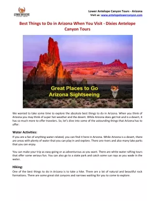 Best Things To Do in Arizona When You Visit - Dixies Antelope Canyon Tours