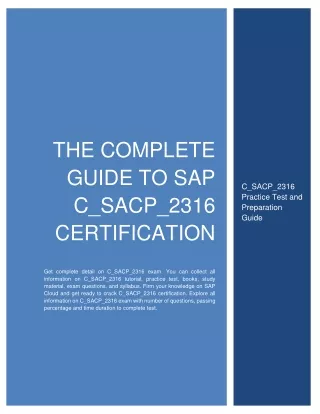 The Complete Guide to SAP C_SACP_2316 Certification